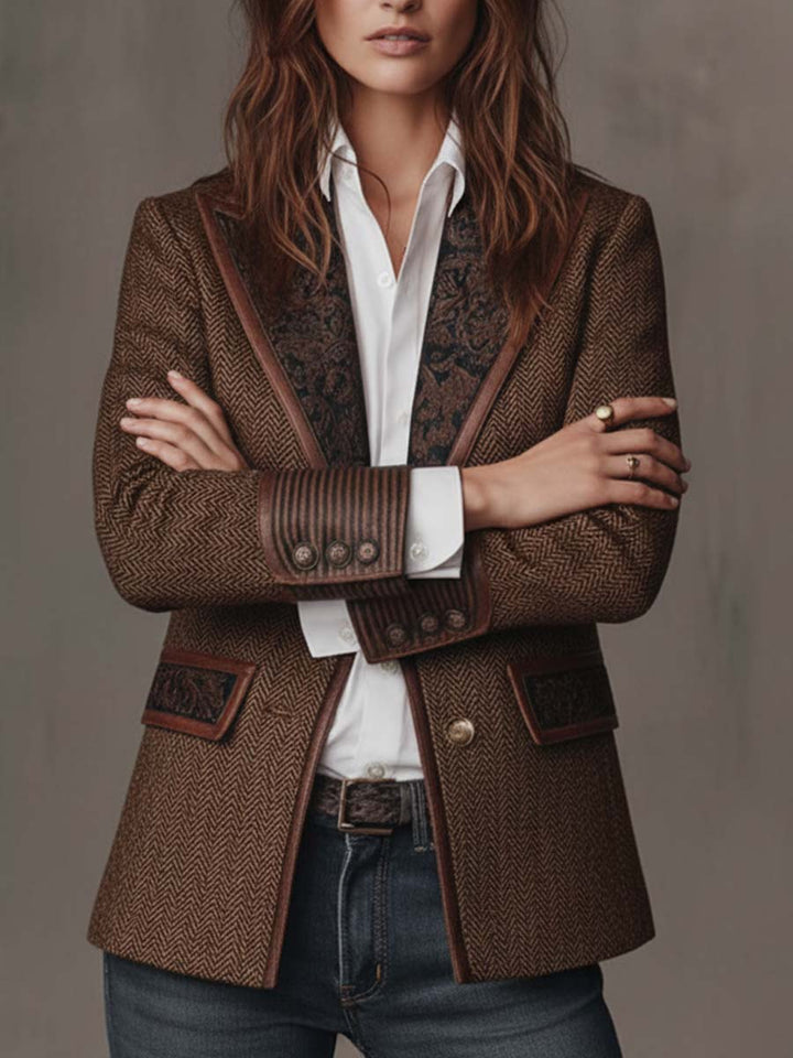 Blazer da Donna in Pannello Stampa Herringbone