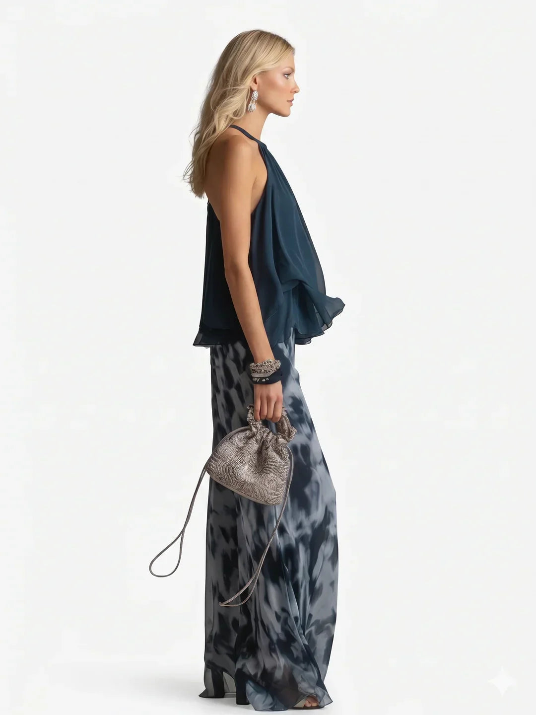 Conjunto de chiffon elegante de dos piezas