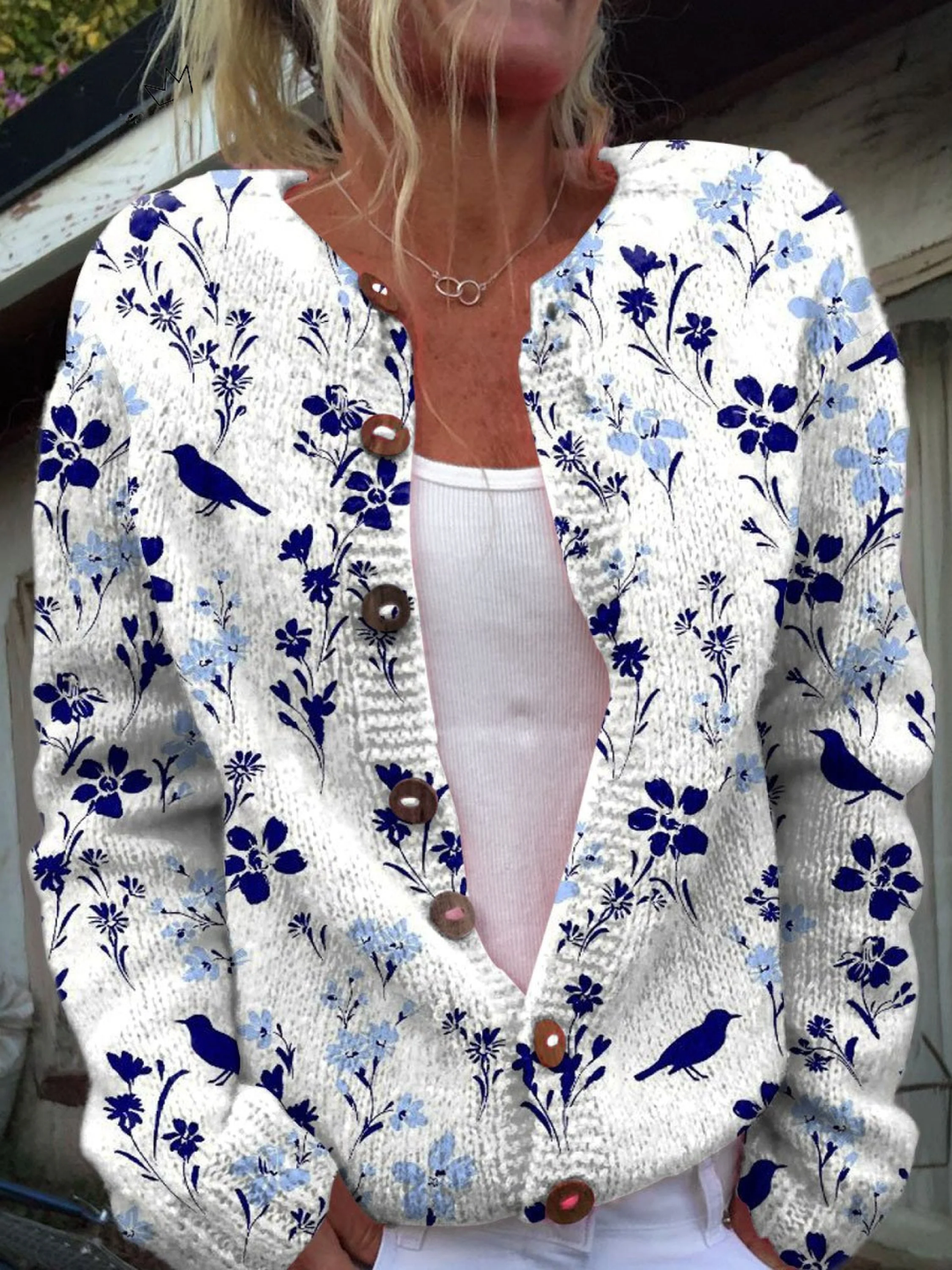 Vynora™ | Cardigan con Bottoni Frontali e Stampa Floreale Vintage