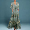 Hazel - Vestido Maxi Floral con Cinturón y Escote en V