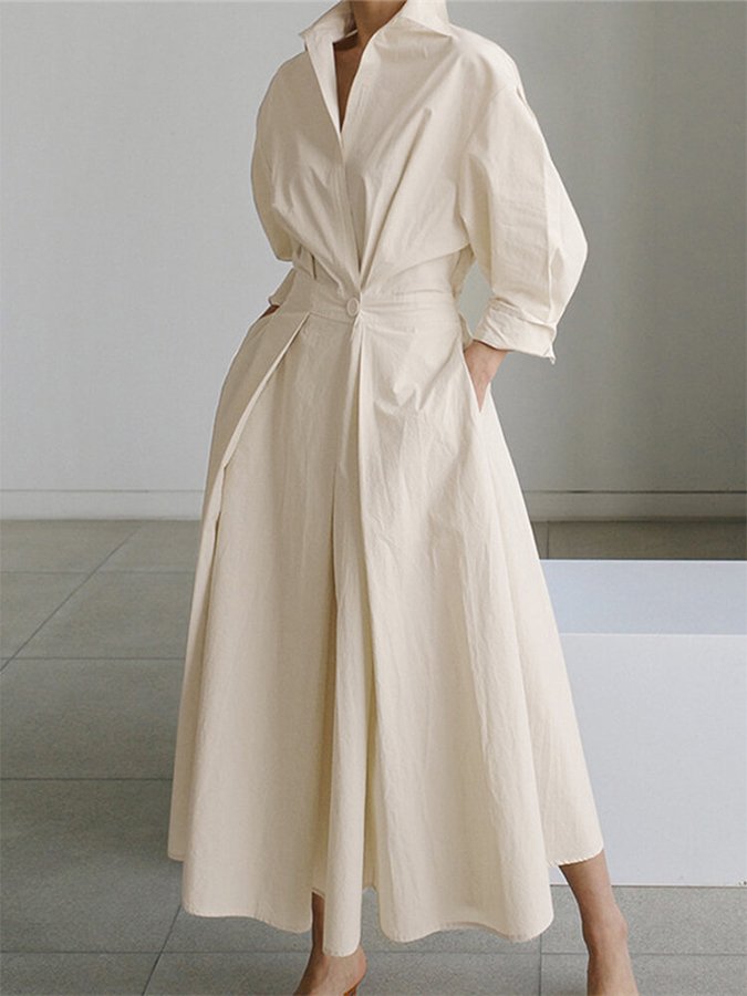 Brynn - Vestido Swing A-Line con Cuello Polo Chic