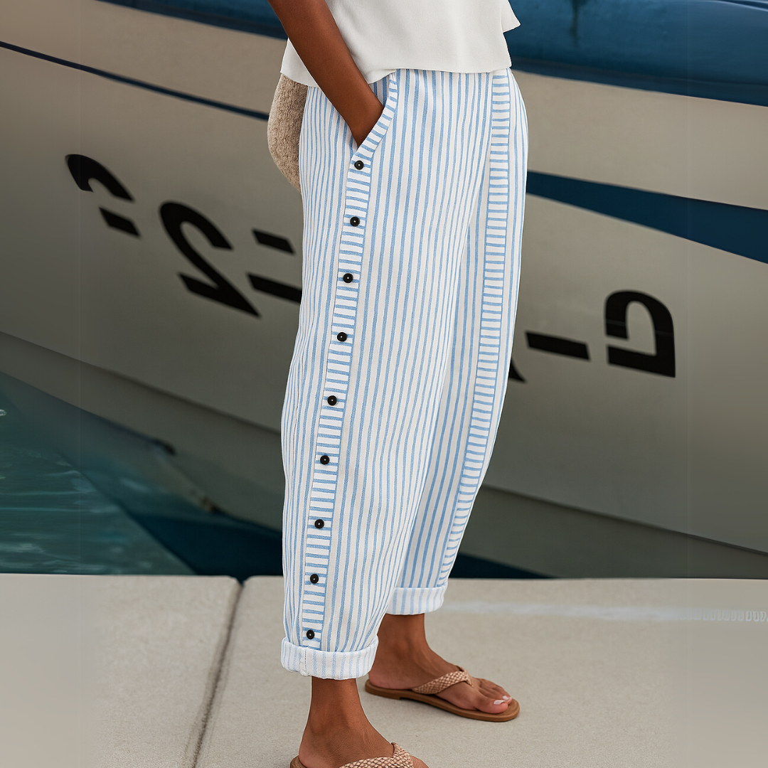 Sharon | Pantalones de Verano Sueltos a Rayas Cómodos