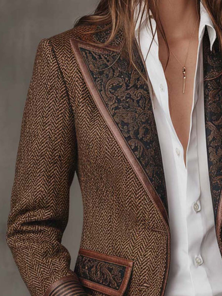 Blazer da Donna in Pannello Stampa Herringbone