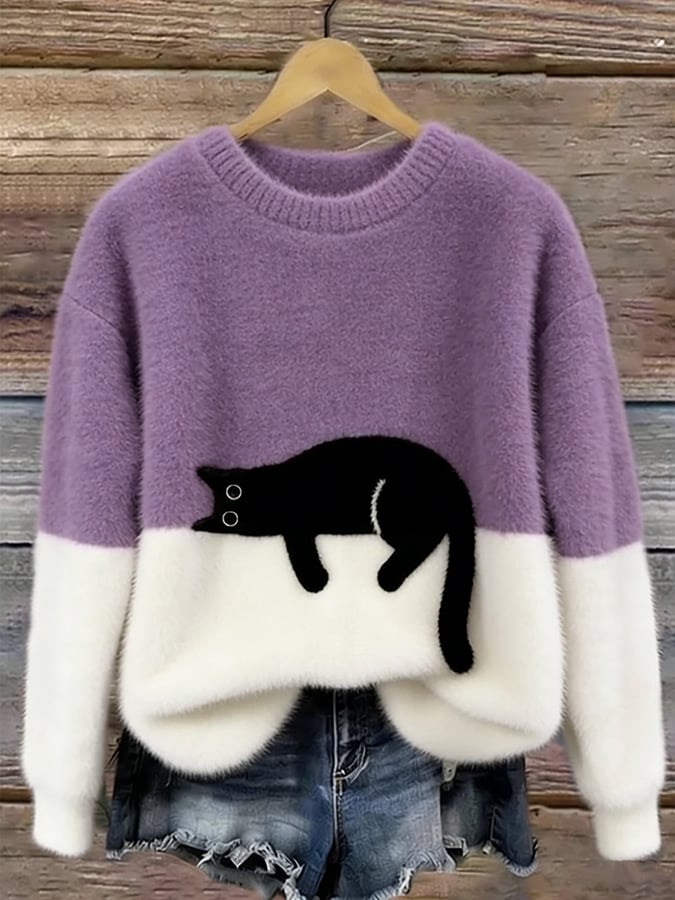 Aileen™ | Maglione Oversize con Stampa di Gatto Elegante