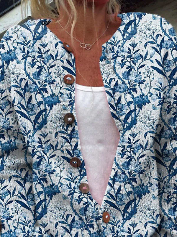 Tiverly™ | Cardigan Vintage Floreale con Bottoni Frontali