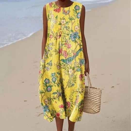 Megan | Vestido Maxi de Verano Suelto y Estampado Vintage