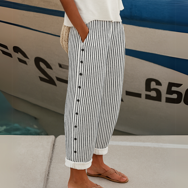 Sharon | Pantalones de Verano Sueltos a Rayas Cómodos