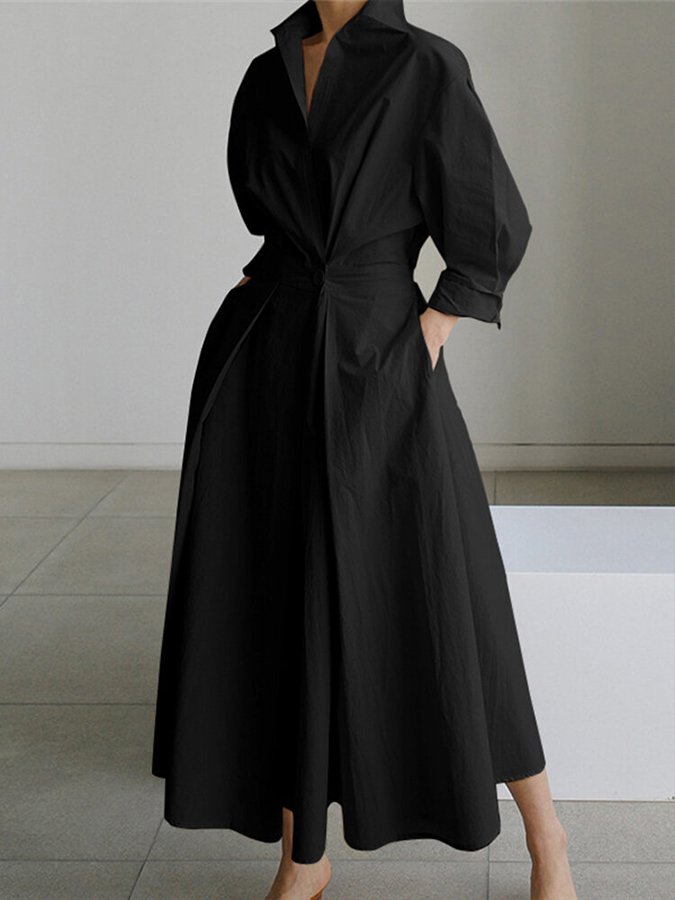 Brynn - Vestido Swing A-Line con Cuello Polo Chic