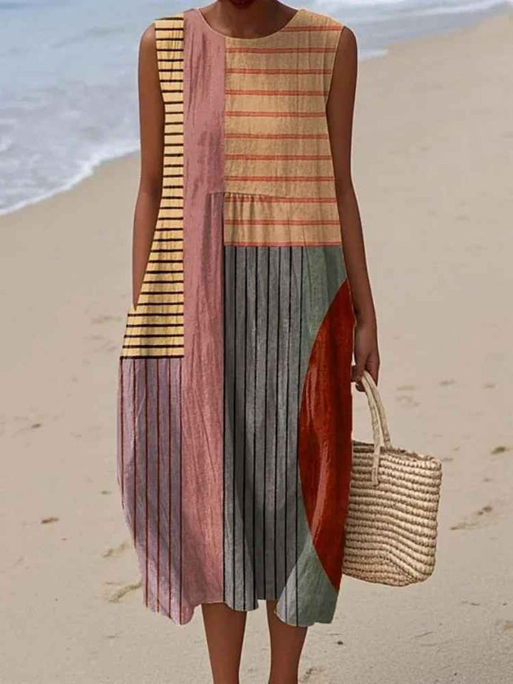 Rosenda - Summer Dress with Abstract Geometric Print