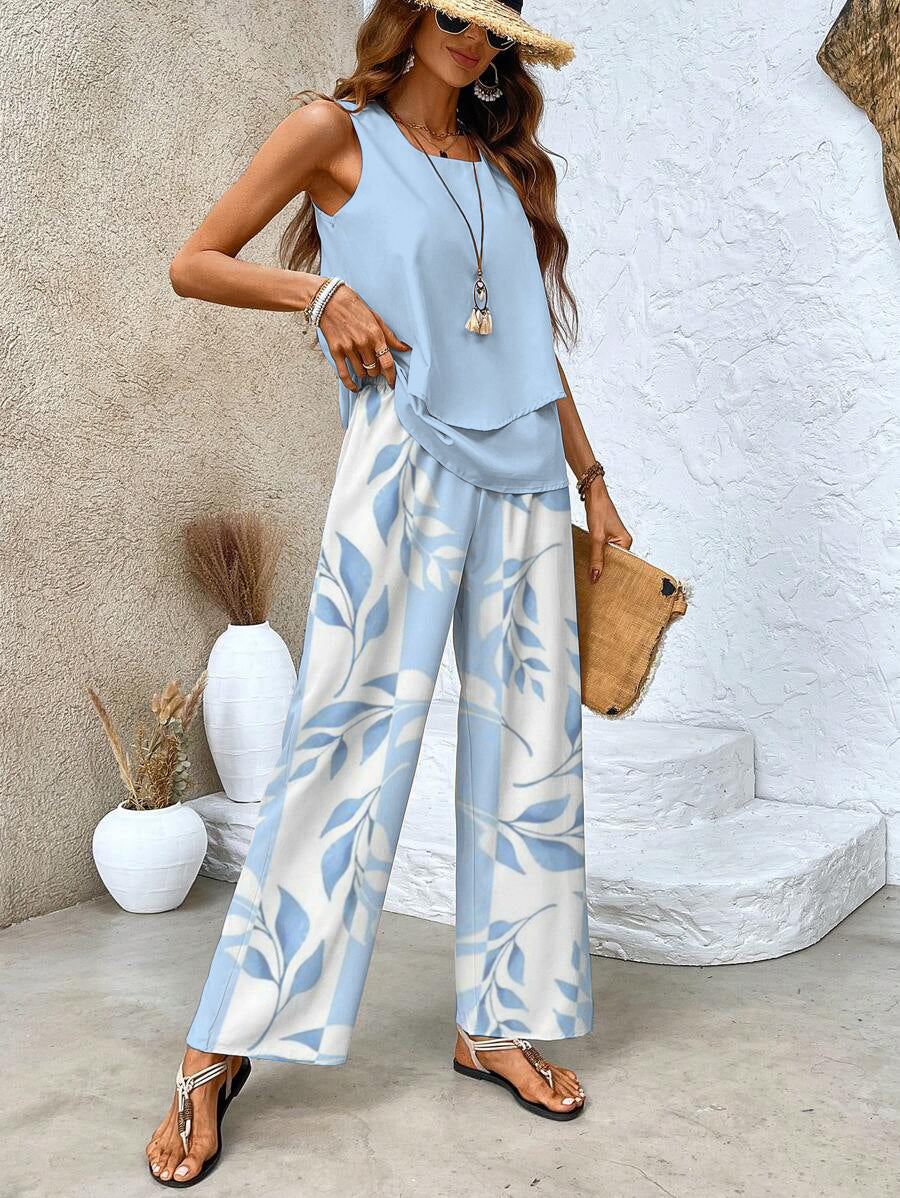 Averie | Conjunto de Verano Elegante de Dos Piezas con Pierna Ancha
