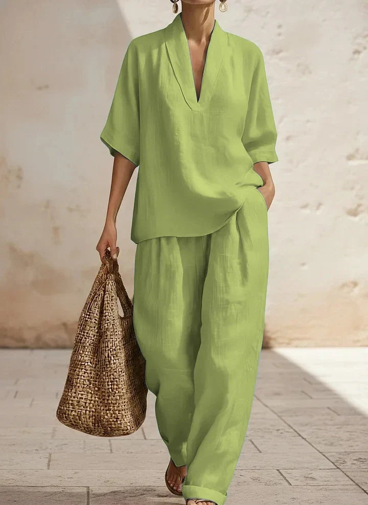Lilly | Conjunto de Dos Piezas de Lino Sin Esfuerzo