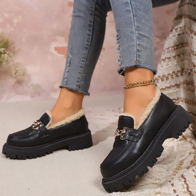 Ella™ - Mocasines Gruesos Cálidos y Cómodos con Forro de Forro Polar
