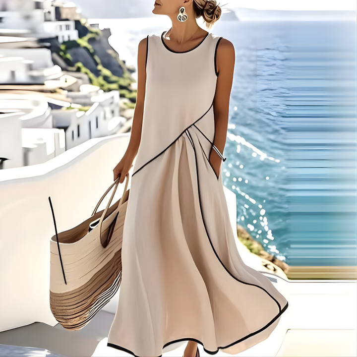 Brenda | Elegant Sleeveless Colorblock Summer Maxi Dress