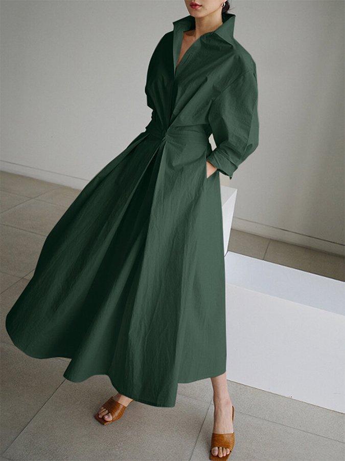 Brynn - Vestido Swing A-Line con Cuello Polo Chic