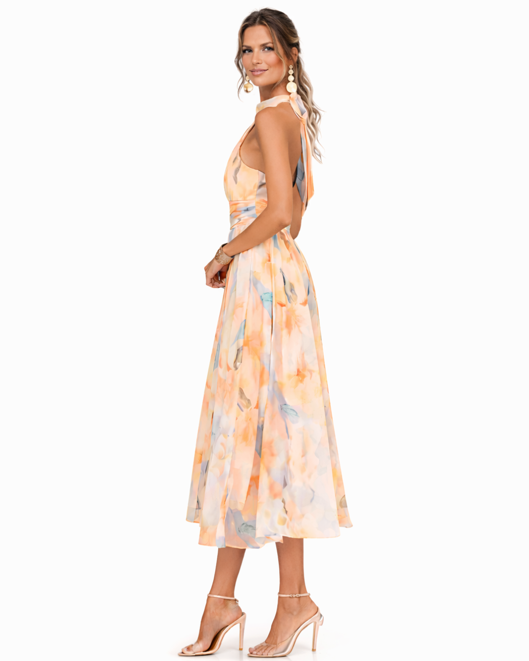 Aurora™ | Vestido de Cuello Halter con Estampado Acuarela