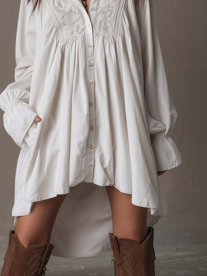 Lucia | Vestito Camicia con Dettagli in Pizzo
