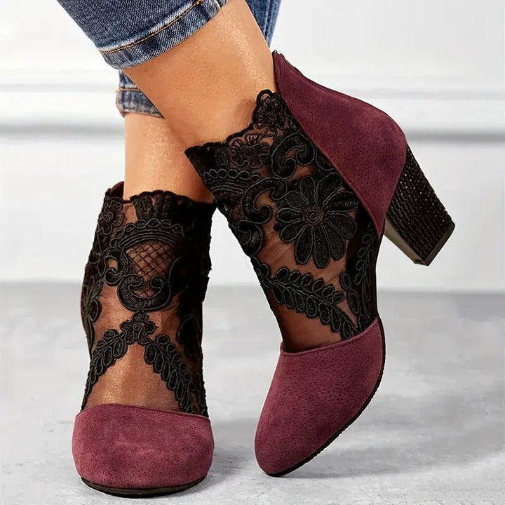 Charlotte™ - Tacones de Encaje Floral Elegantes con Detalles Hechos a Mano