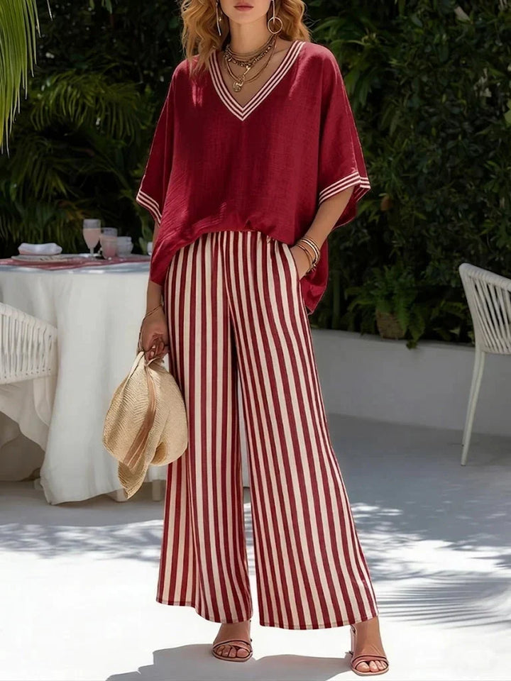 Sienna | Conjunto de Dos Piezas de Lino a Rayas Relajado