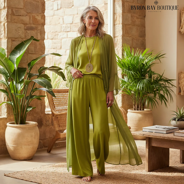 Margaret | Elegante Conjunto de Verano de Tres Piezas con Pierna Ancha