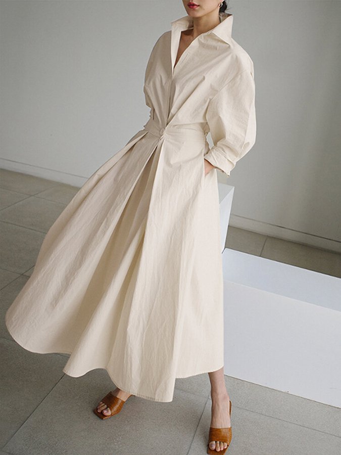 Brynn - Vestido Swing A-Line con Cuello Polo Chic