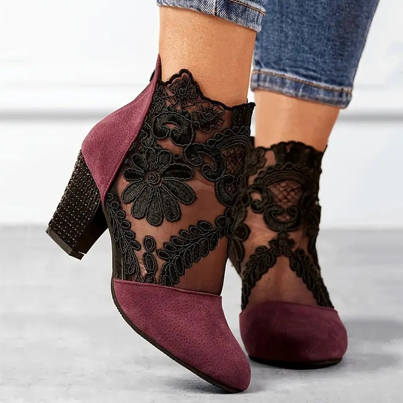 Charlotte™ - Tacones de Encaje Floral Elegantes con Detalles Hechos a Mano