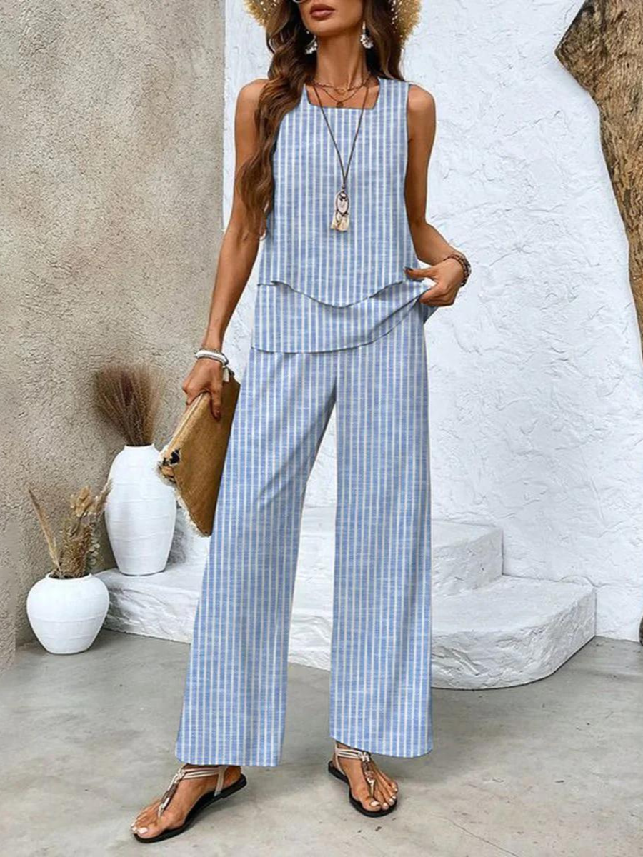 Averie | Conjunto de Verano Elegante de Dos Piezas con Pierna Ancha