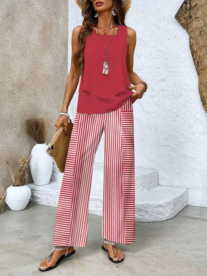 Averie | Conjunto de Verano Elegante de Dos Piezas con Pierna Ancha