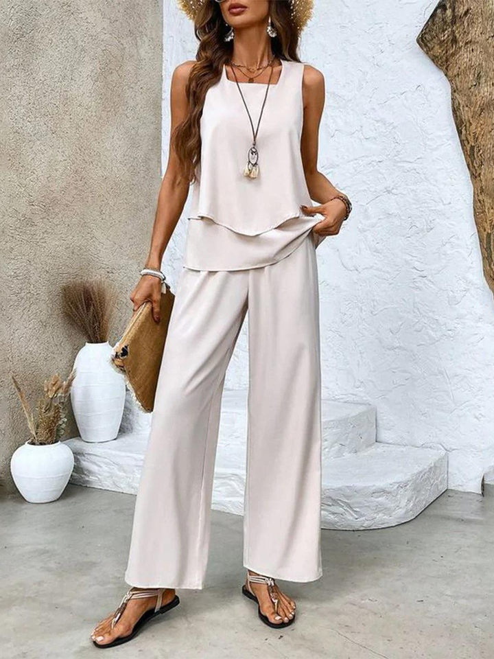 Averie | Conjunto de Verano Elegante de Dos Piezas con Pierna Ancha