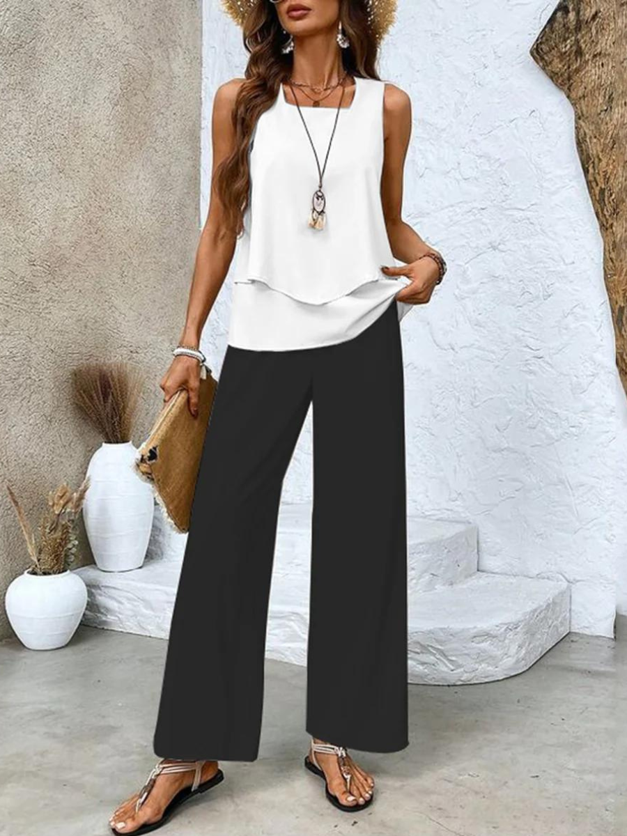 Averie | Conjunto de Verano Elegante de Dos Piezas con Pierna Ancha