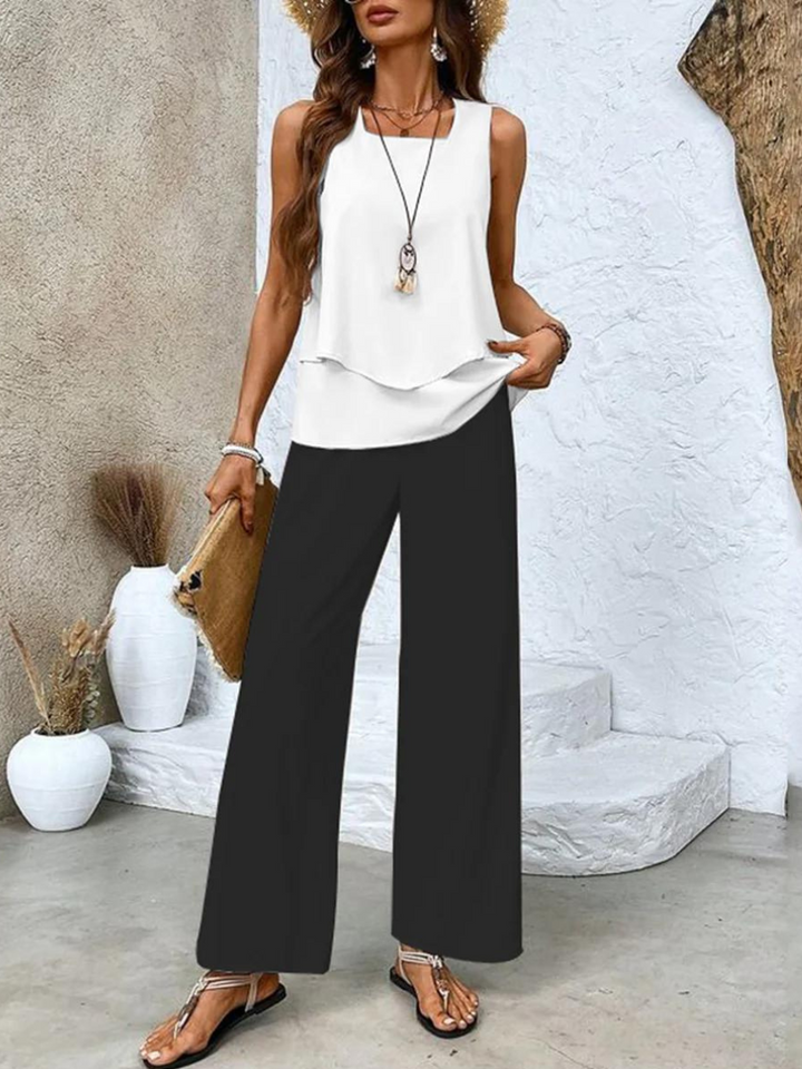 Averie | Conjunto de Verano Elegante de Dos Piezas con Pierna Ancha