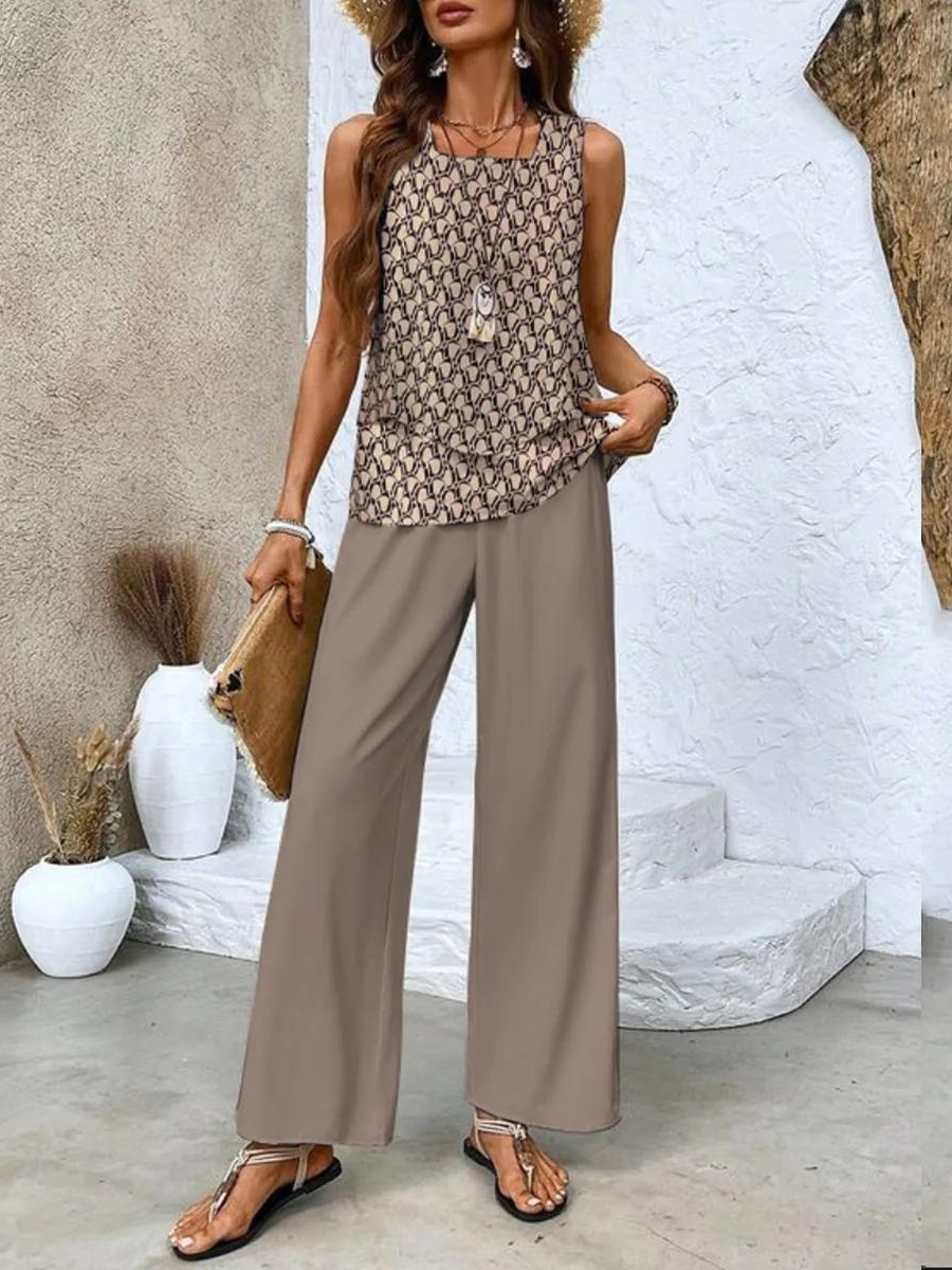 Averie | Conjunto de Verano Elegante de Dos Piezas con Pierna Ancha