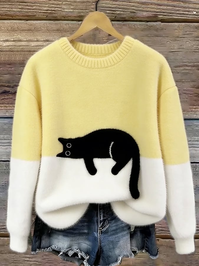 Aileen™ | Maglione Oversize con Stampa di Gatto Elegante