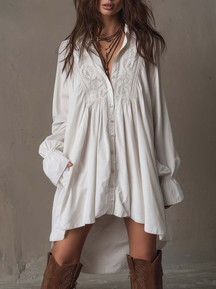 Lucia | Vestito Camicia con Dettagli in Pizzo