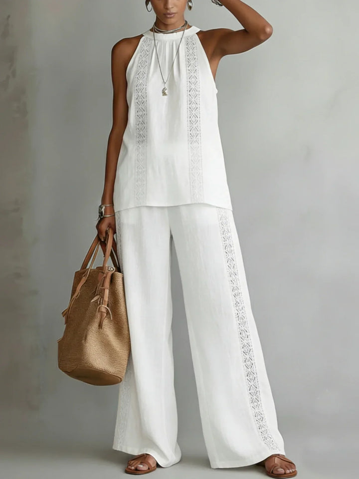 Camilla | Conjunto de Dos Piezas de Lino Elegante con Cuello Halter