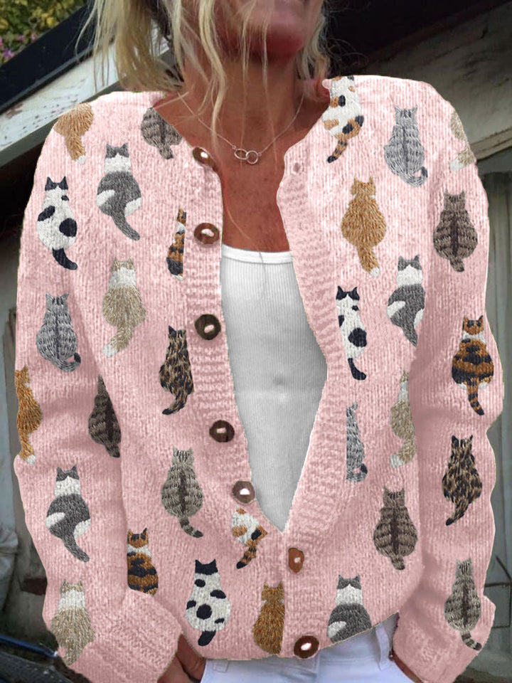 Charlotte™ | Cardigan con Stampa di Gatto Accogliente