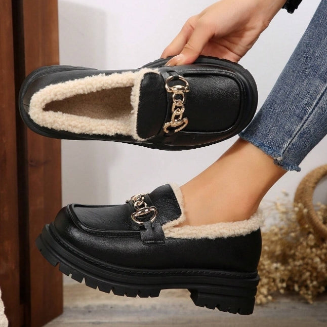 Ella™ - Mocasines Gruesos Cálidos y Cómodos con Forro de Forro Polar