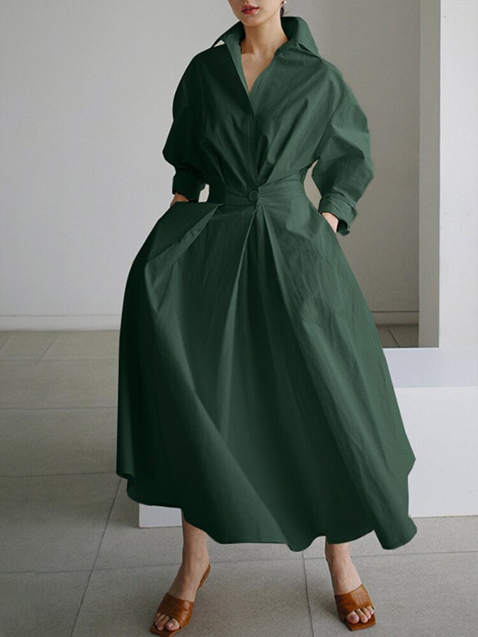 Brynn - Vestido Swing A-Line con Cuello Polo Chic