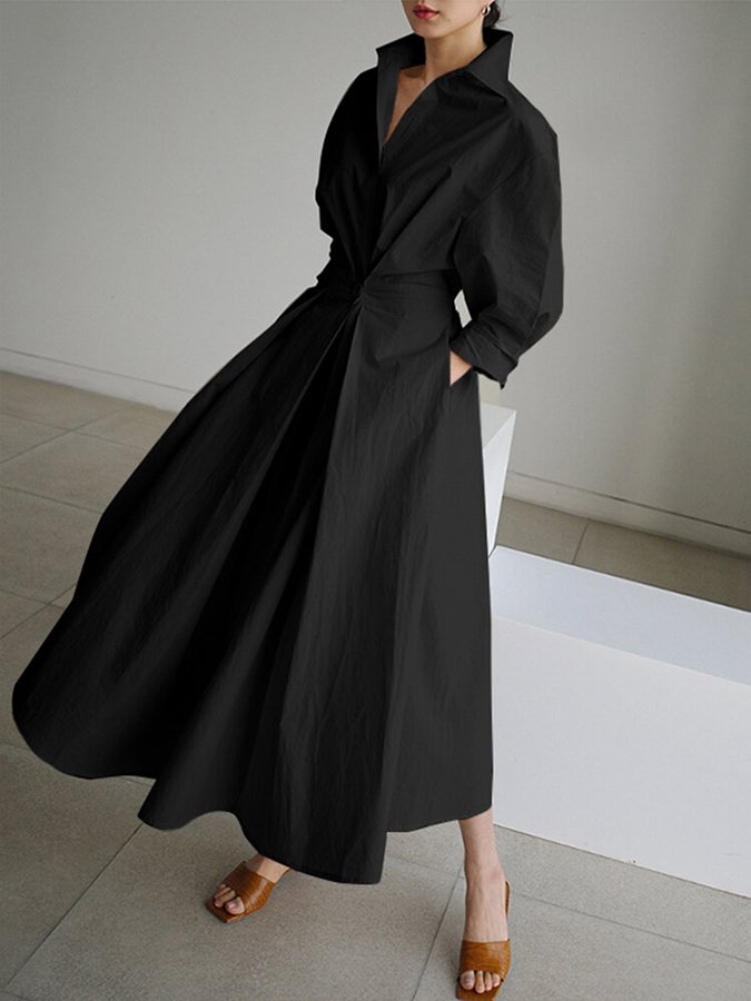 Brynn - Vestido Swing A-Line con Cuello Polo Chic