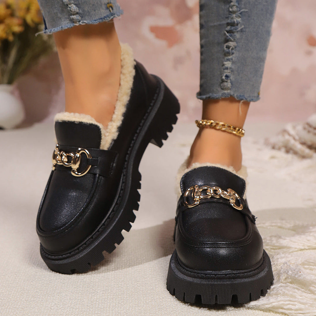 Ella™ - Mocasines Gruesos Cálidos y Cómodos con Forro de Forro Polar