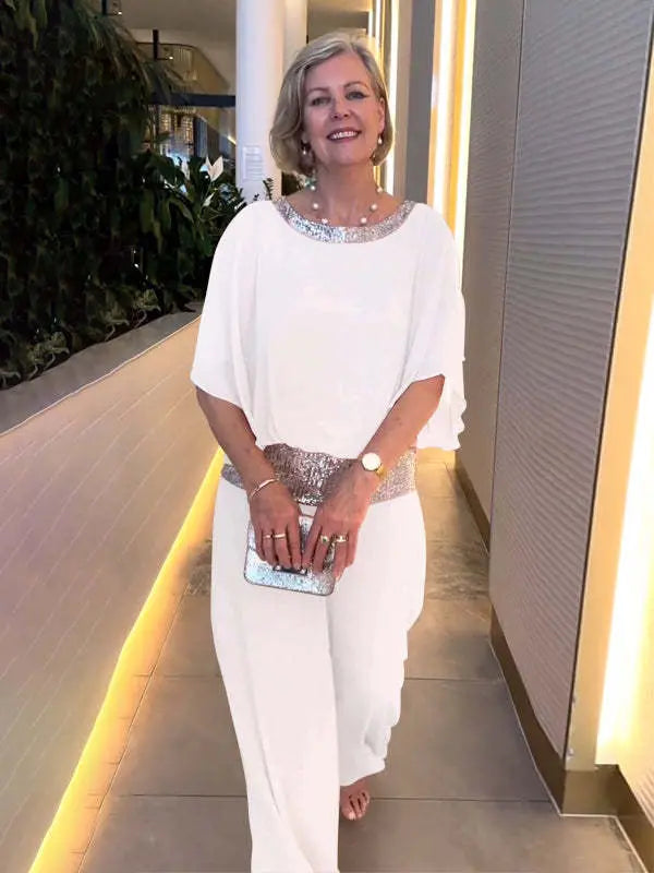 Mireya | Elegante Conjunto de Pantalones de Pierna Ancha de Dos Piezas para la Noche