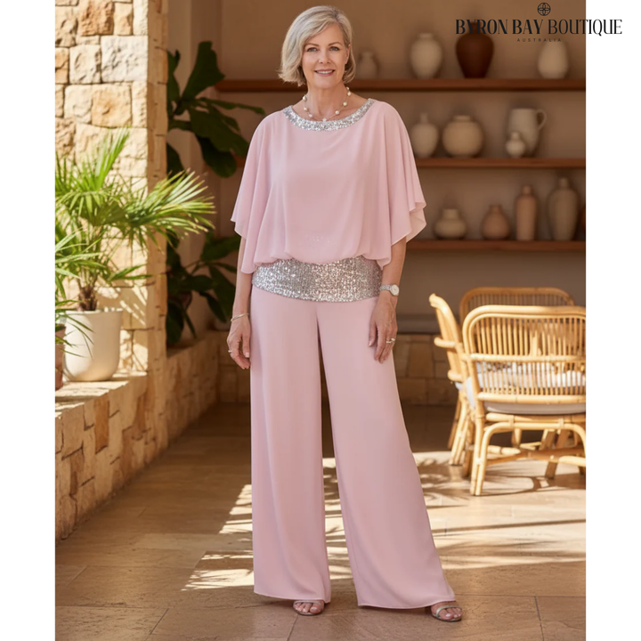 Mireya | Elegante Conjunto de Pantalones de Pierna Ancha de Dos Piezas para la Noche
