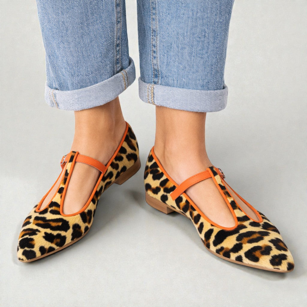 Lulu | BALERINAS T-STRAP DE LEOPARDO