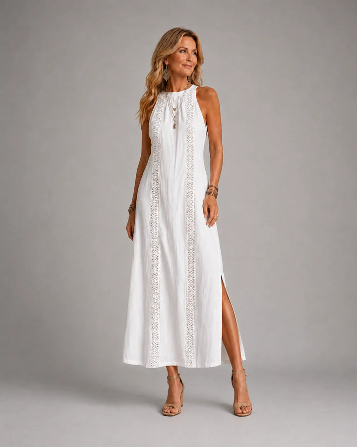 Jimena | Vestito Midi Relax con Collo Cinese Ricamato