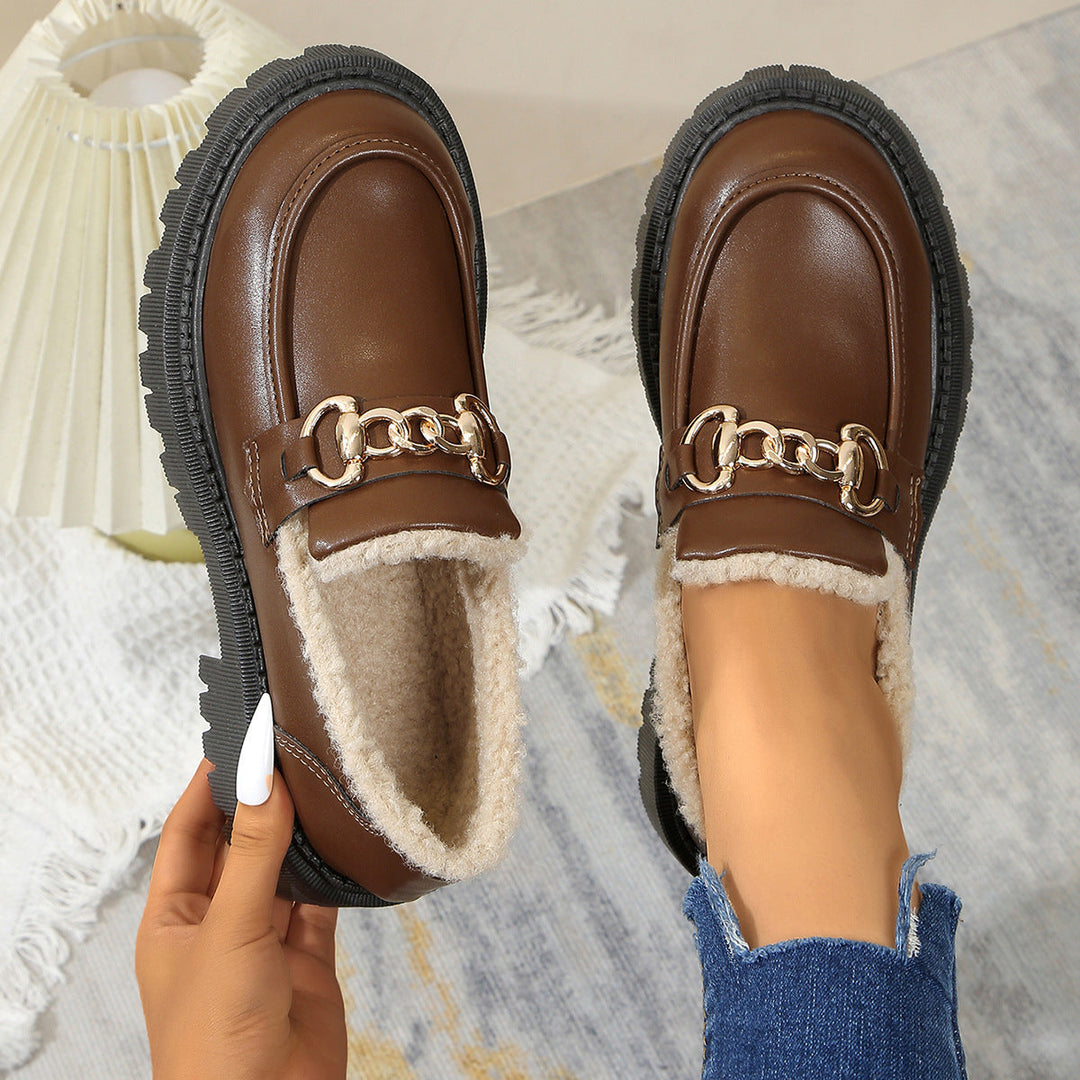 Ella™ - Mocasines Gruesos Cálidos y Cómodos con Forro de Forro Polar