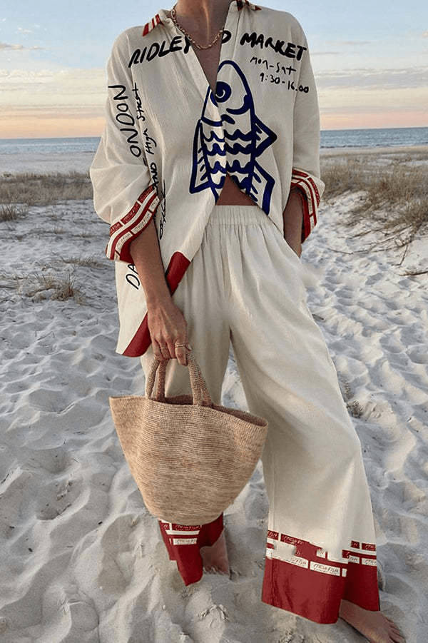 Linda | Elegante Conjunto de Verano de Dos Piezas con Estampado Suelto