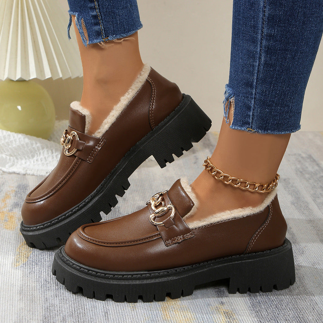Ella™ - Mocasines Gruesos Cálidos y Cómodos con Forro de Forro Polar