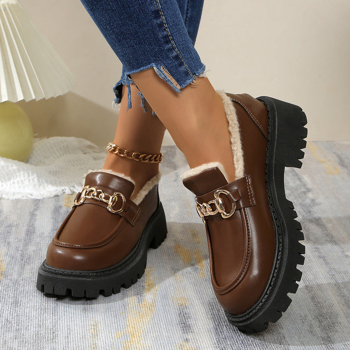 Ella™ - Mocasines Gruesos Cálidos y Cómodos con Forro de Forro Polar