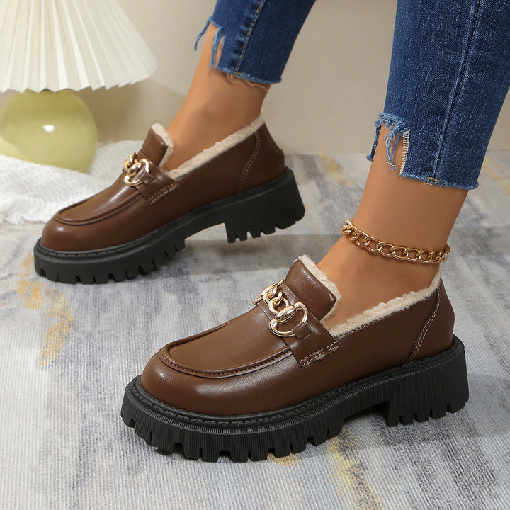 Ella™ - Mocasines Gruesos Cálidos y Cómodos con Forro de Forro Polar