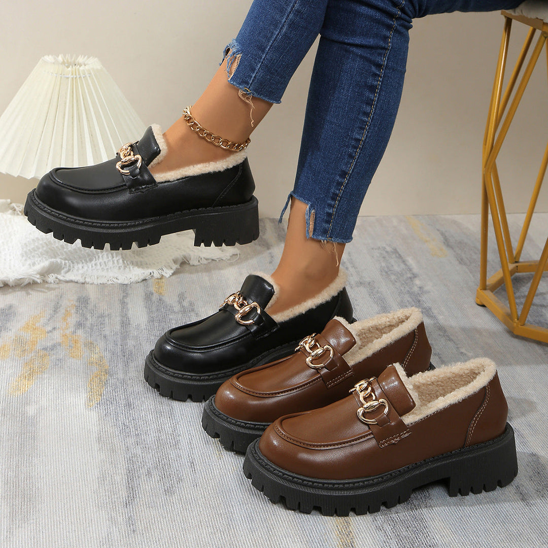 Ella™ - Mocasines Gruesos Cálidos y Cómodos con Forro de Forro Polar