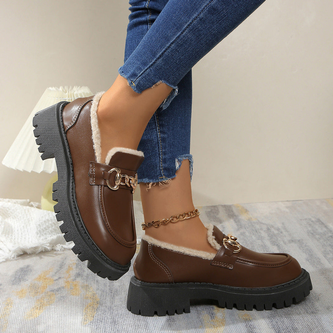 Ella™ - Mocasines Gruesos Cálidos y Cómodos con Forro de Forro Polar